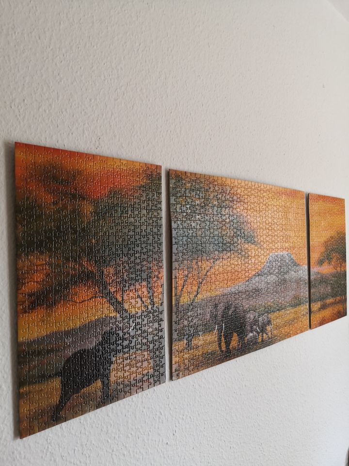 3-teiliges 2000-tlg. Puzzle Wandbild Afrika Savanne Giraffen in Leipzig