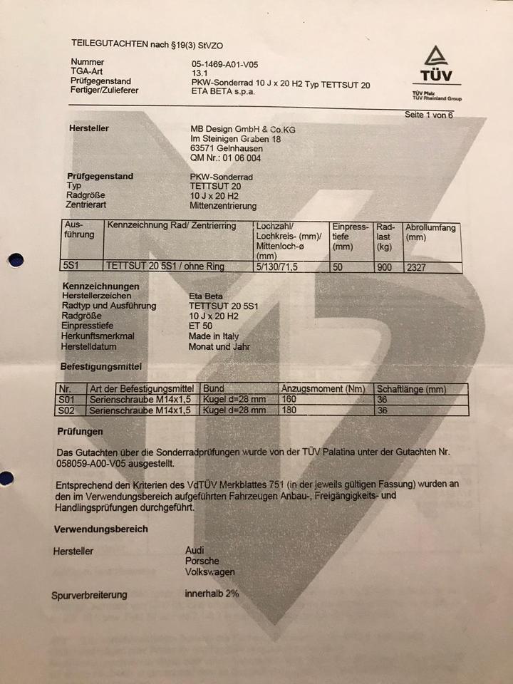 VW Touareg1 7L,Audi.Q7,Por.Cayenne Eta Beta 20 Zoll Alufelgen in Wäschenbeuren