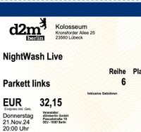 Ticket Comedy (2 Tickets) - NightWash Live - Lübeck - Nov´ 2024 Schleswig-Holstein - Lübeck Vorschau
