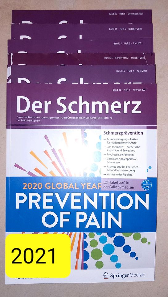 Medizinische Zeitschrift "Der Schmerz" (Fachzeitschrift) Springer in Chieming