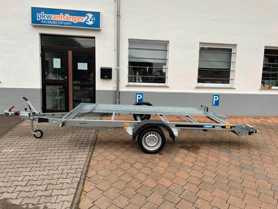 Anhänger Martz Autotransporter Tieflader Kippbar 353x183cm 1500kg in Monzingen