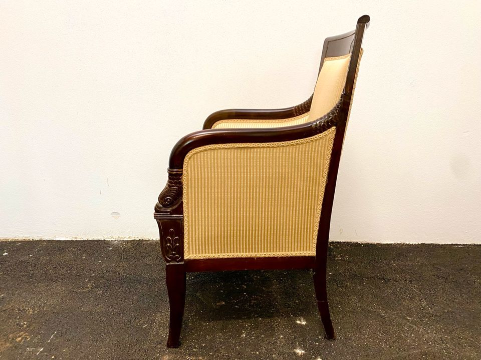 2 Empire Sessel antik Stuhl Biedermeier neu gepolstert & bezogen in München