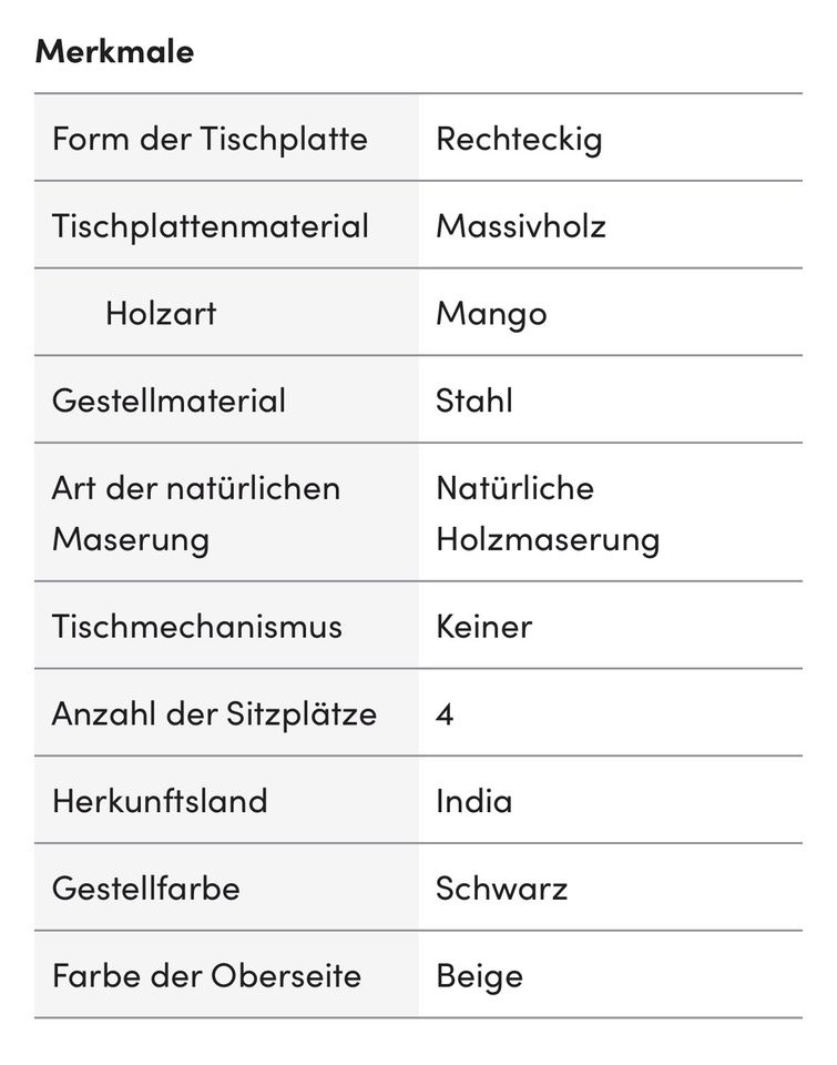 Hoher Esstisch aus Mangoholz in Bonn