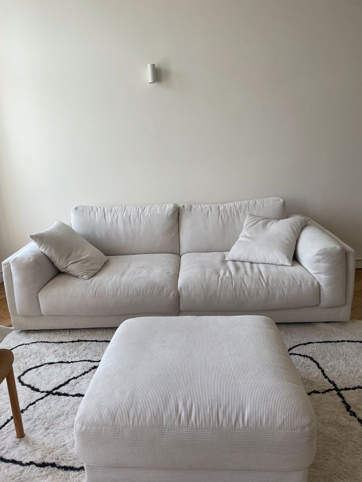 Design Cord Couch Sofa White + Ottomane in Berlin