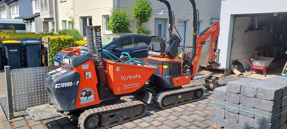 Kubota U10 1t Minibagger Microbagger Radlader Dumper mieten leihe in Hennef (Sieg)