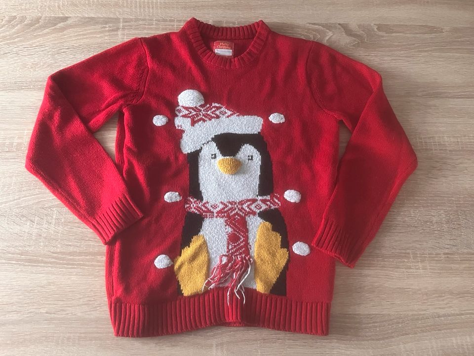 Roter Pinguin Pullover Gr 152 in Holle