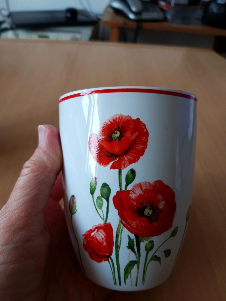 Zauberhafte Mohnblumen Tassen, leuchtende Farben, feine Keramik in Gievenbeck