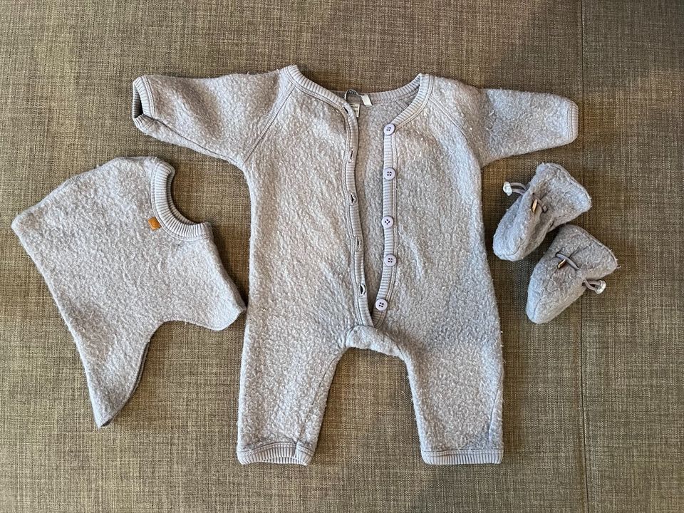 Merinowolle Wollfleece Set Overall, Schalmütze und Fäustlinge in Berlin