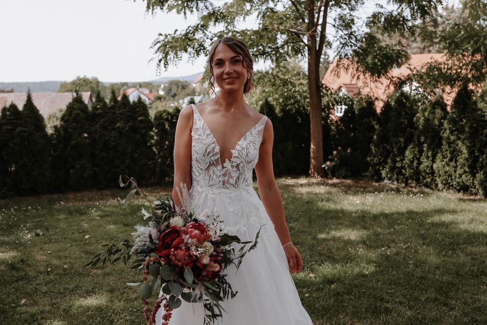 ❤️ Brautkleid Hochzeitskleid tiefer Ausschnitt blush Glitzer in Nürnberg (Mittelfr)
