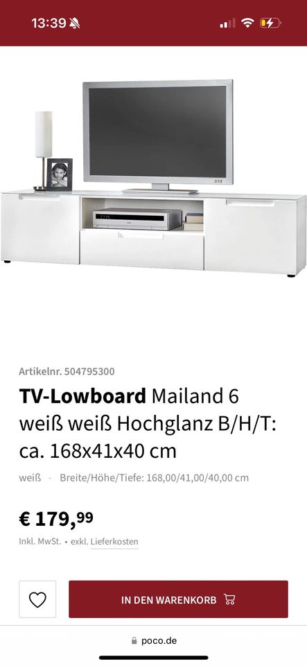 TV-Board Hochglanz Weiß in Saarbrücken