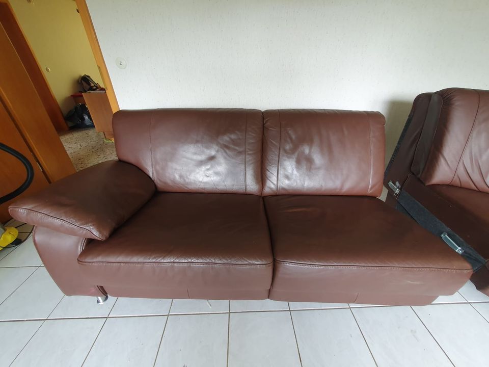 Haushaltsauflösung - Leder Couch neuwertig - Eckcouch in Waiblingen