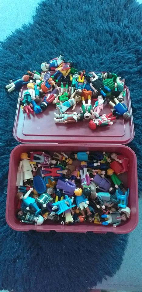 Eine Kiste mit Playmobil Figuren in Drochtersen