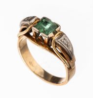Antiker Turmalin-Diamant Goldring, 585er Gold, 1930er Jahre Hessen - Fürth Vorschau