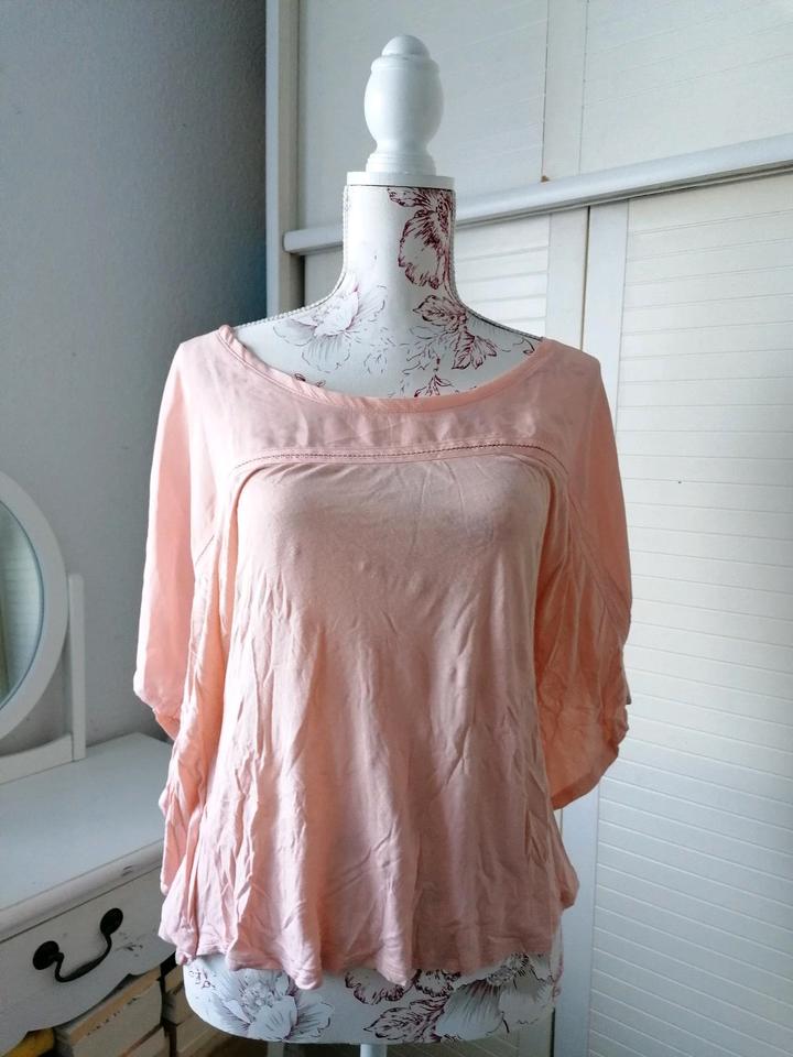 H&M Shirt Fledermaus Ärmel Rose Aprikose Lachs Luftig L 40 in Griesheim