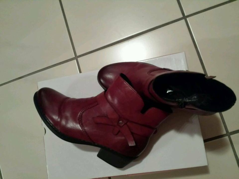 *Reserviert*Rieker Stiefeletten burgunder-bordeaux Rot,Gr.39,Neuw in Riegelsberg