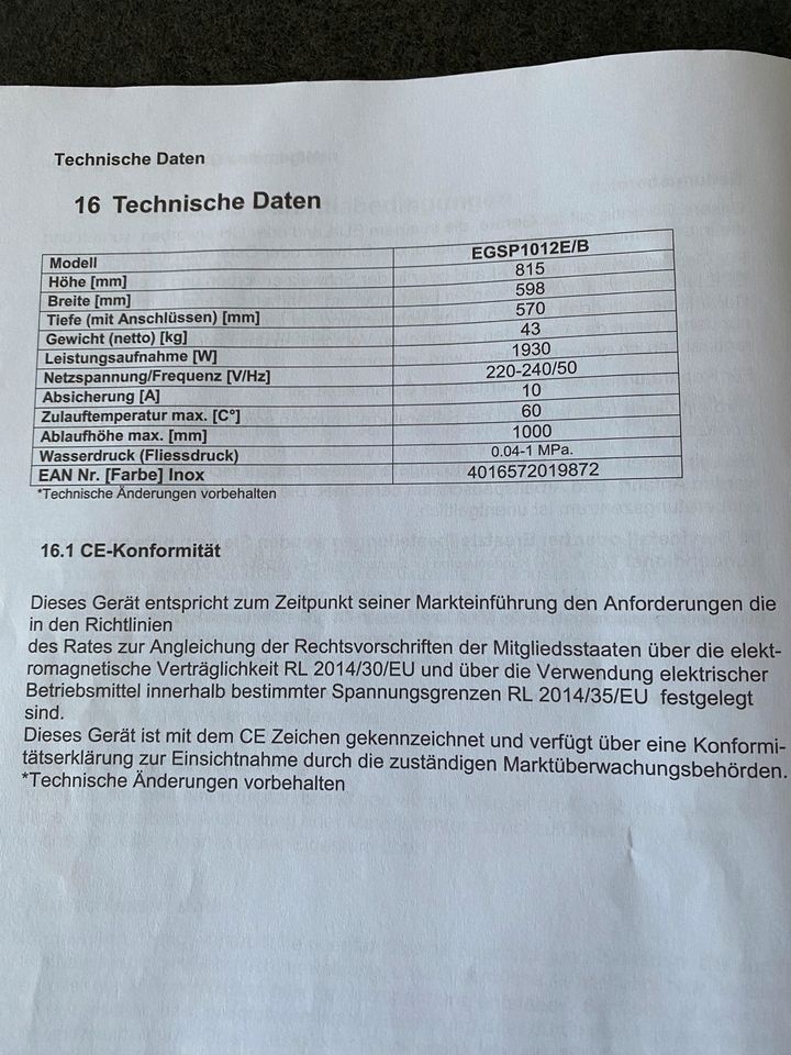 Einbau Geschirrspülmaschine von exquisit - EGSP1012E/B in Dietzhölztal