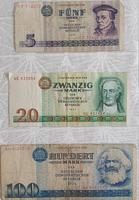 DDR Banknoten 5, 20 und 100 Mark (1975) Original und benutzt Brandenburg - Kleinmachnow Vorschau