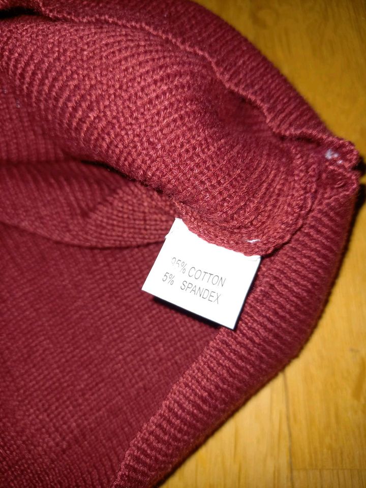 Herren Pullover,  Baumwolle weinrot, neu in Tönisvorst