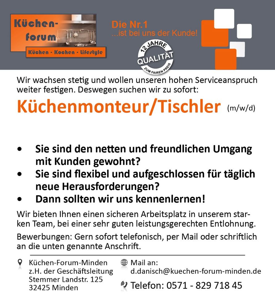 Küchenmonteur / Tischler in Minden