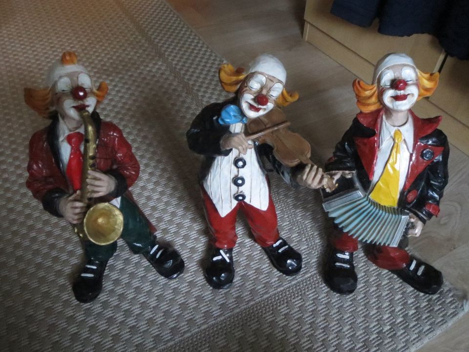 3 Clownfiguren von Vivian C. Italy - 32 cm, handbemalt in Roxel