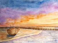 Aquarell Ostsee, Aquarellbild, A4, Sonnenuntergang Bad Doberan - Landkreis - Bentwisch Vorschau