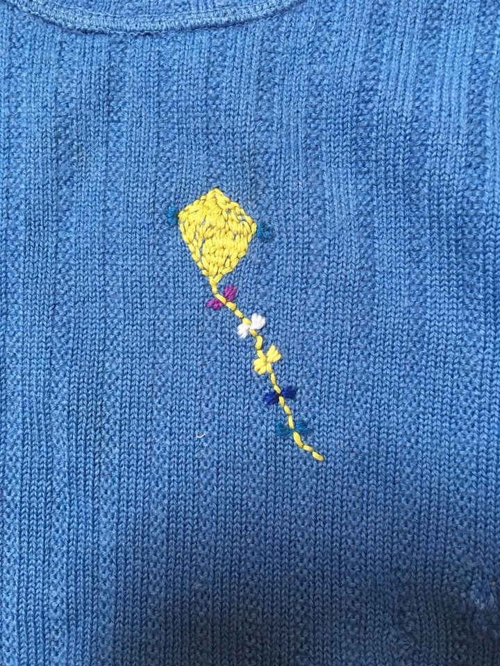 DISANA Pullover Schurwolle blau Größe 110/116 in Beelitz