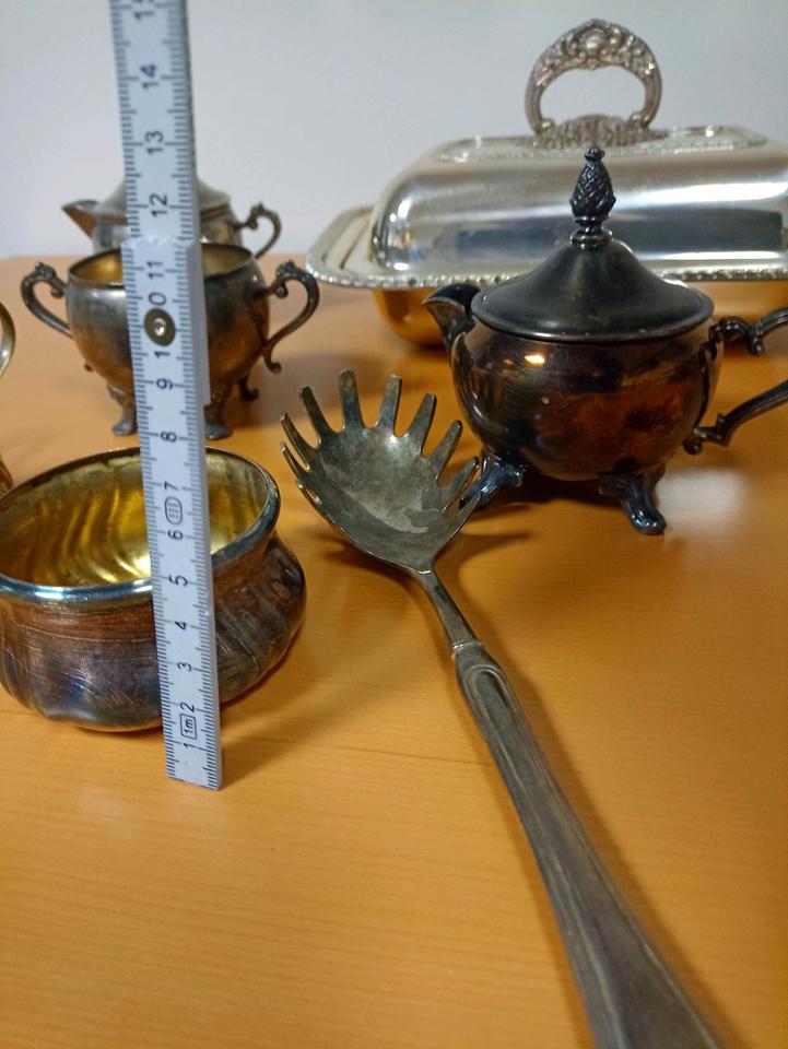 Konvolut versilberte (Silber?) Küchenutensilien - alt Handarbeit in München