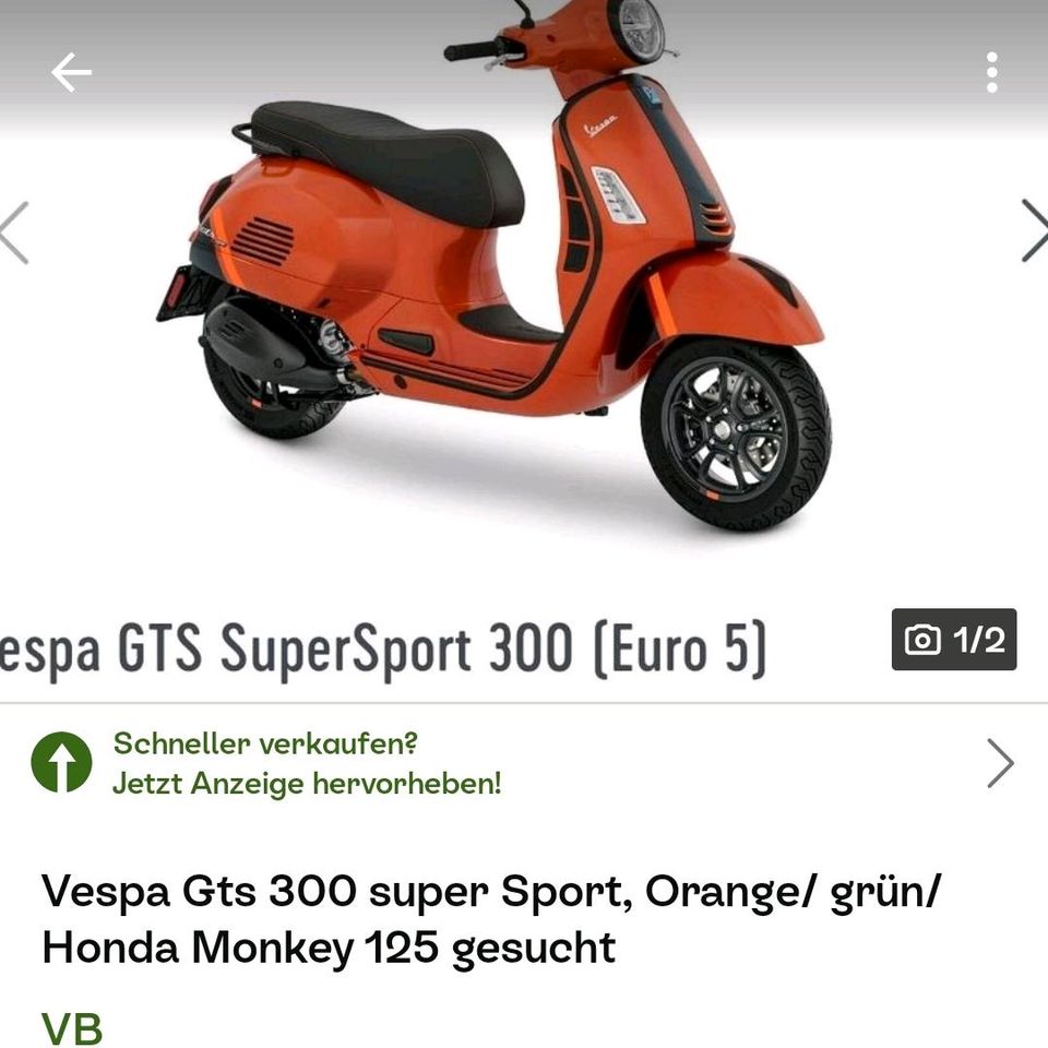 Vespa Gts 300 Super Sport  in Orange oder grün gesucht,Tuning... in Centrum