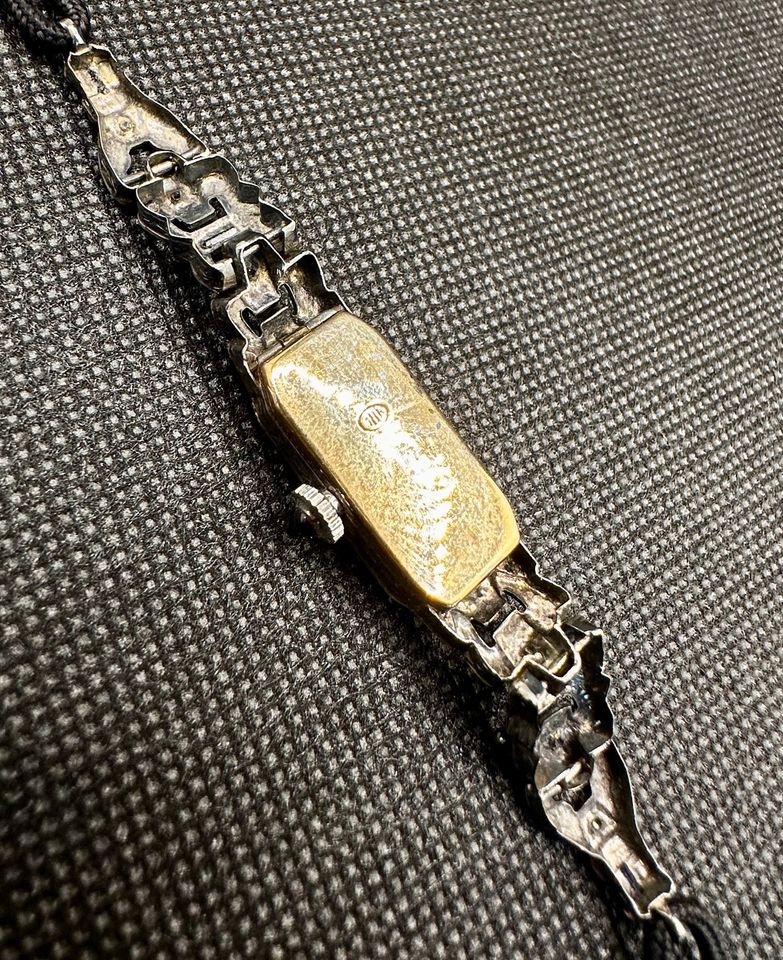 ⚜️ Art Deco Damenuhr 750 / 18 Karat Gold Silber Diamanten Ssfire in Moers