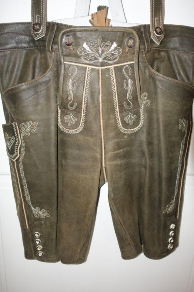 Trachtenlederhose, kurz, incl. Träger, Marke: Spieth&Wensky in München