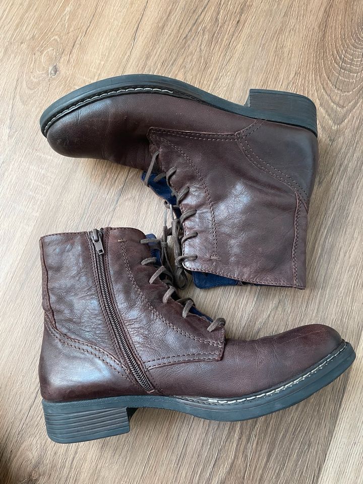 Inkl. Versand - Tamaris Damen Boots Stiefel braun Leder / Gr. 39 in Euskirchen