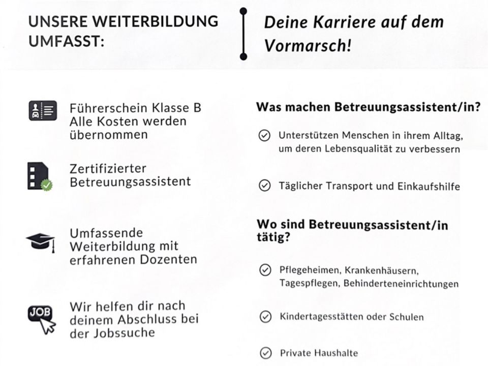 Betreuungsassistent/in 100 % Förderung/Job-Center+ B Führerschein in Berlin