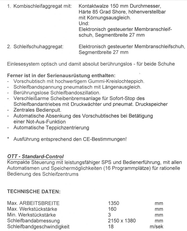 Ott Breitband Schleifmaschine Omegatronic Lack 13 inkl. MwSt . in Colmberg