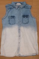 Jeansbluse mit Pailetten Gr. 152 ohne Arm blau-weiß h&m Nordrhein-Westfalen - Lügde Vorschau