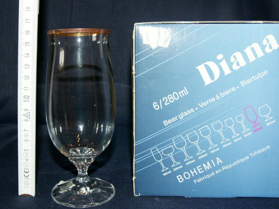 Bierglas / Biertulpe / Longdrinkglas mit Goldrand "Diana" 12Stück in Kirchweidach