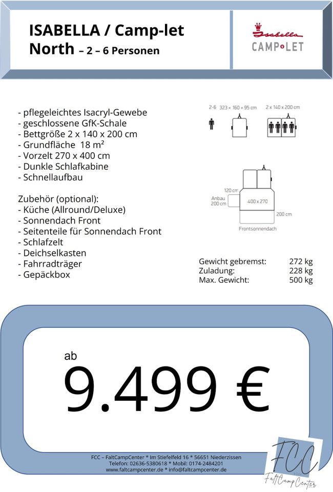 AUSSTELLER - Faltcaravan Zeltanhänger Isabella Camp-let NORTH! in Niederzissen