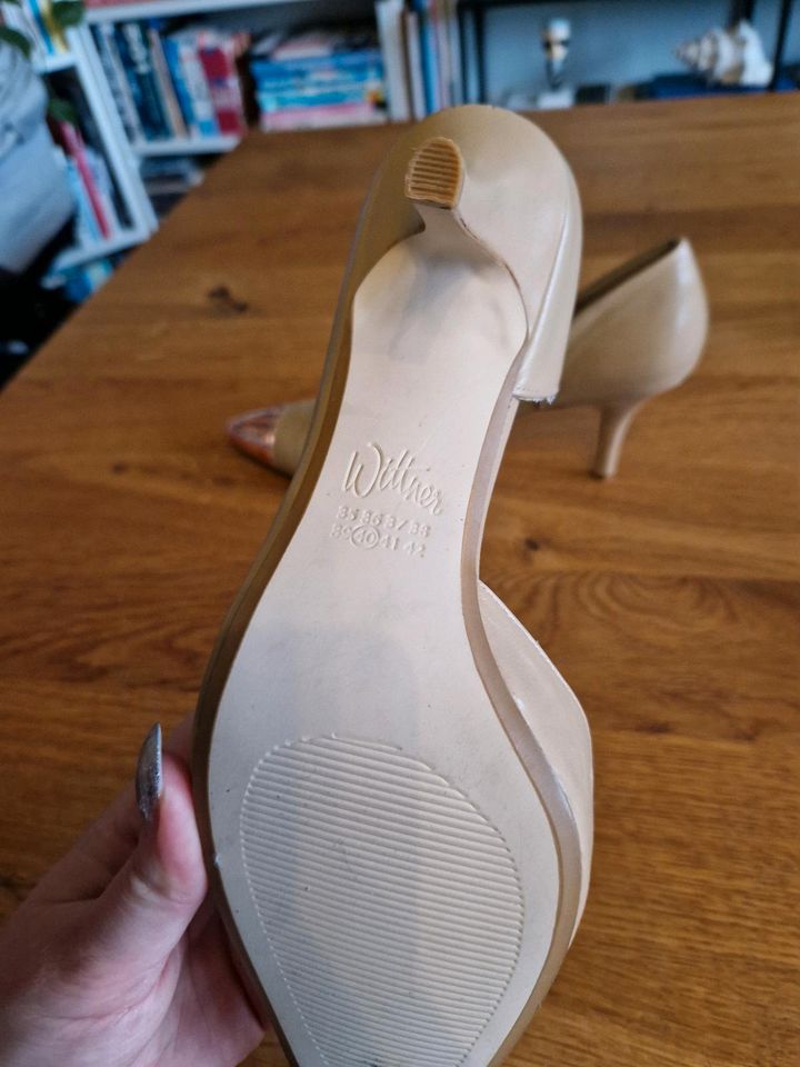 Beige Braun Schuhe Midi Heels Größe 40 Neu Leder in Rosenheim