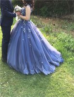Brautkleid Abendkleid Prinzessin Tüllkleid 3D Blumen blau Rheinland-Pfalz - Wackernheim Vorschau