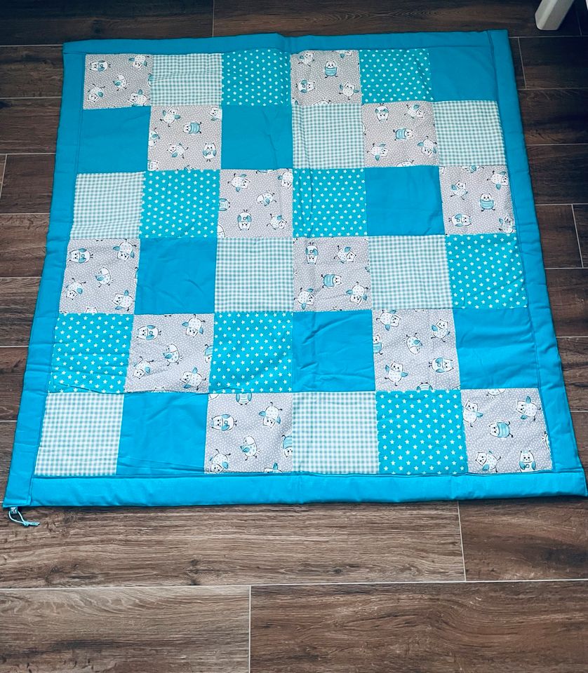 Patchwork•Krabbeldecke•handmade•w. neu•Decke•Baby•Spieldecke•Eule in Stralsund