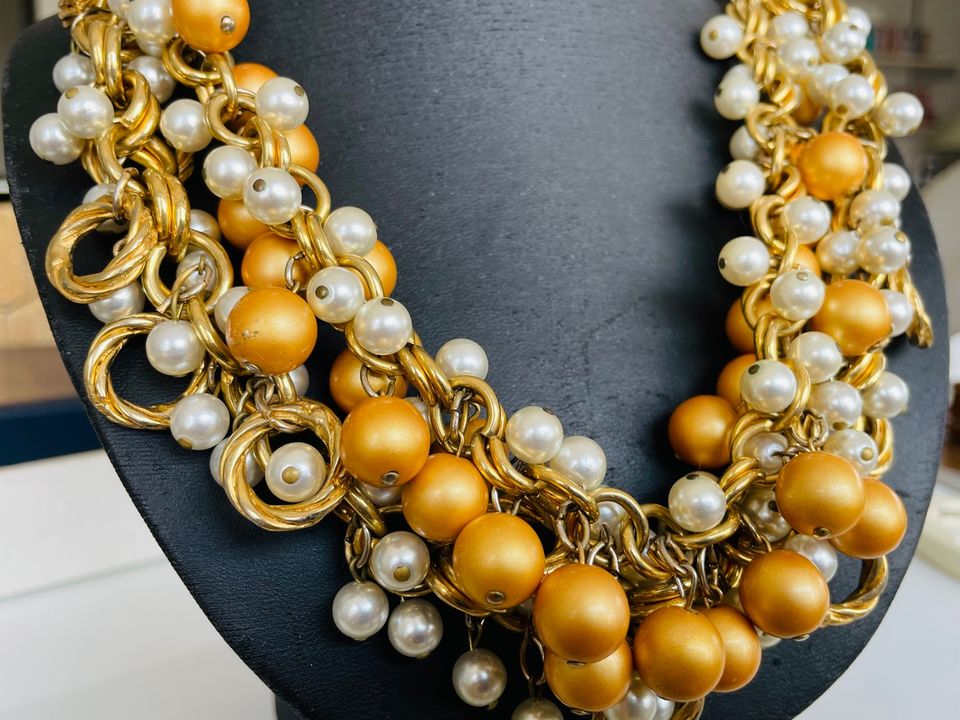 Vintage Modeschmuck Kette Halskette Collier Perlen 60 cm in Frankfurt am Main