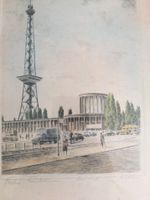 Berliner Funkturm Original Radierung mit Unterschrift 50er Jahre Parchim - Landkreis - Barnin Vorschau