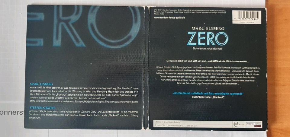 Hörbuch von Marc Elsberg "Zero - Sie wissen, was Du tust" in Witten