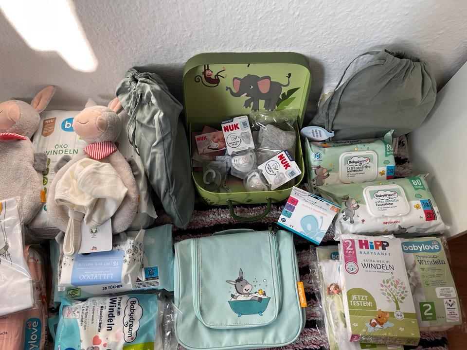 Baby Erstlings Ausstattung Pampers Windeln Schnuller Mütze in Mainz