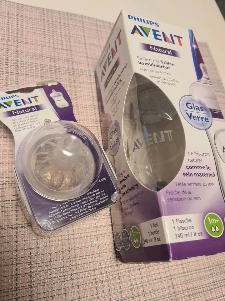 Avent Glasflasche + 2 Sauger Größe 2 1m+ OVP NEU in Dötlingen