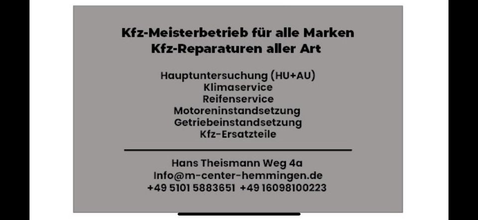 Kfz-Meisterwerkstatt Autowerkstatt Kfz-Service in Hemmingen