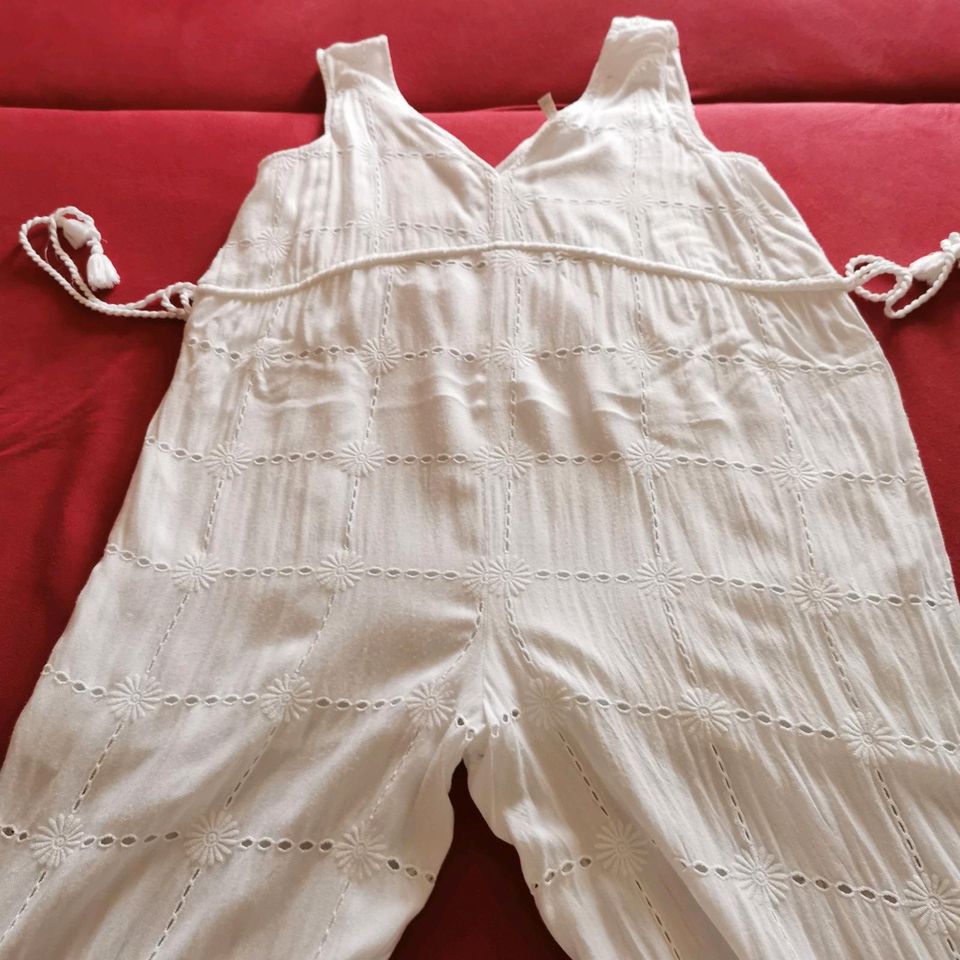 Jumpsuit Overall Weiß Stickerei 42 (auch 38 40  44) M L in Zahna-Elster