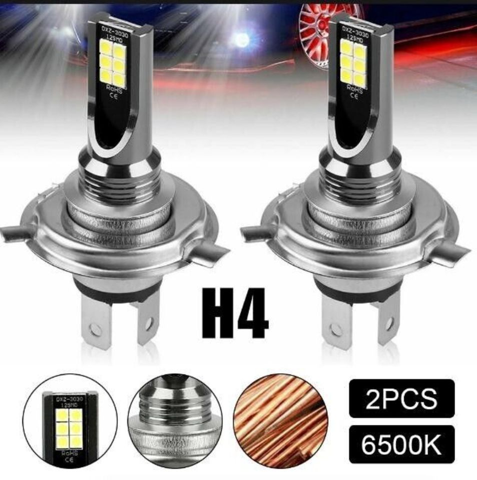 2X H4 Birne Hi/Low Beam Auto Motorrad Scheinwerfer Licht Halogen in Eckersdorf