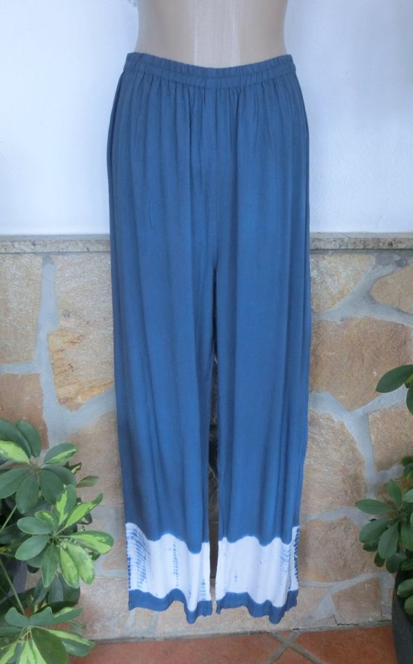 Ibiza Schlupfhose Hippie Boho Viskose Batik Stickerei Blau 40-44 in Kirchheim unter Teck