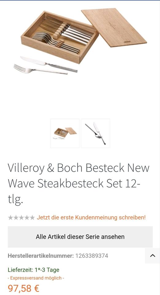 Villeroy & und Boch New Wave Steakbesteck Holkiste Neu in Demmin