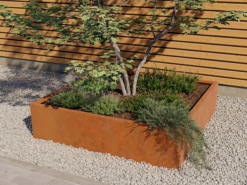 Pflanzgefäß Corten Stahl Pflanzrahmen Rost Pflanzkübel 120x120x30 in Nastätten